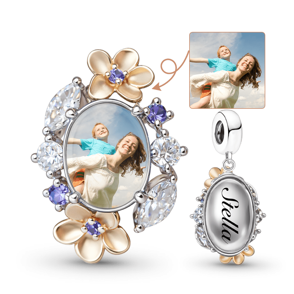 Gnoce Mother's Day Flower Personalized Photo Pendant Dangle Charm_1