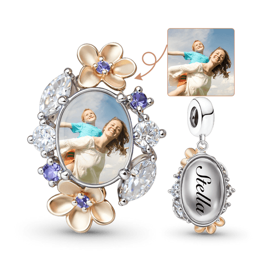 Gnoce Mother's Day Flower Personalized Photo Pendant Dangle Charm_1