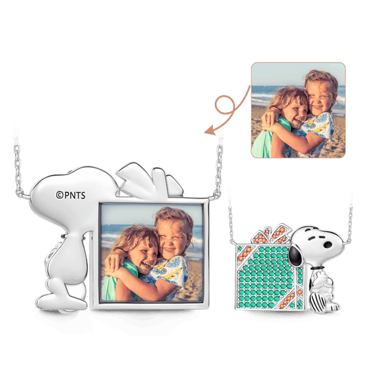 Gnoce Peanuts Snoopy Gift Box Personalized Memorial Photo Pendant Necklace_1