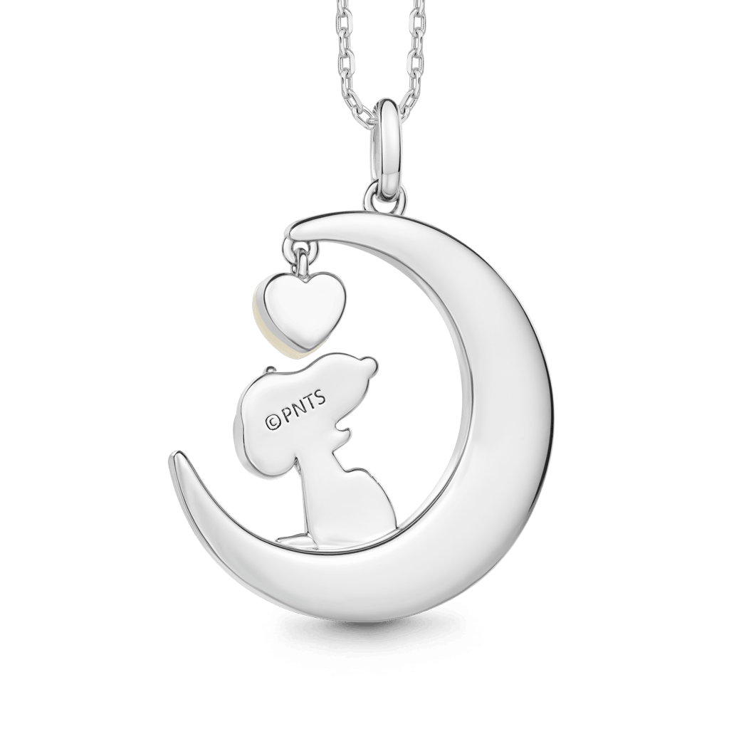 Gnoce Peanuts Snoopy Moon Glowing Heart Pendant Necklace_5