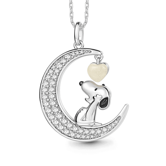 Gnoce Peanuts Snoopy Moon Glowing Heart Pendant Necklace_1