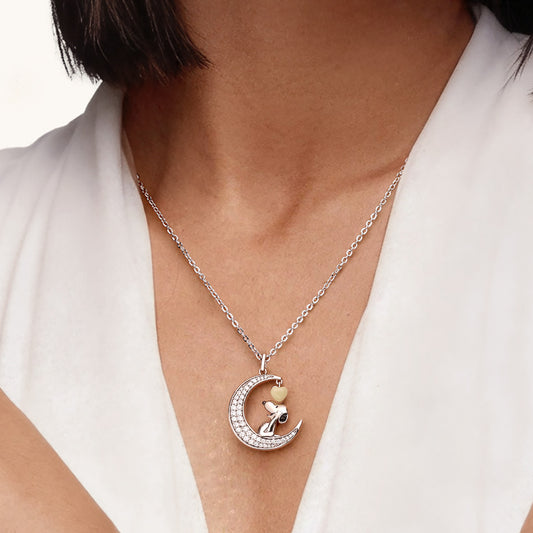 Gnoce Peanuts Snoopy Moon Glowing Heart Pendant Necklace_3