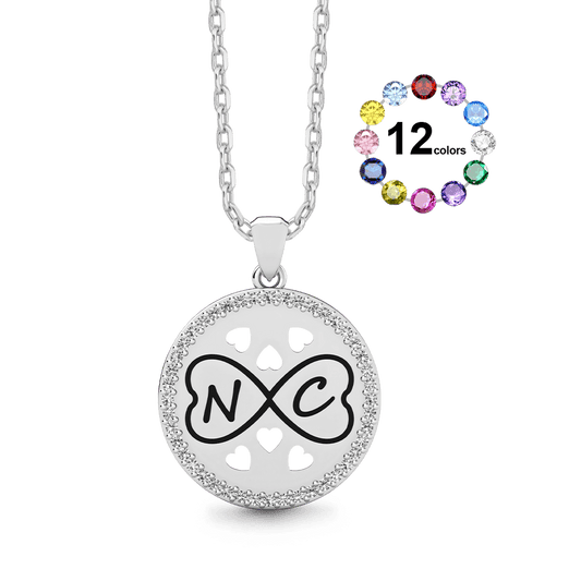 Gnoce Personalized Infinity Heart Initial Necklace with Birthstone Options_1