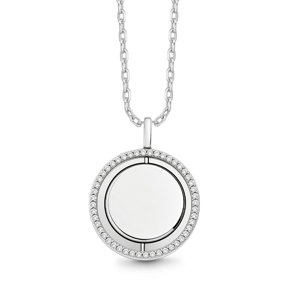 Gnoce Personalized Engravable Round Pendant Necklace with 12 Birthstone Colors_3