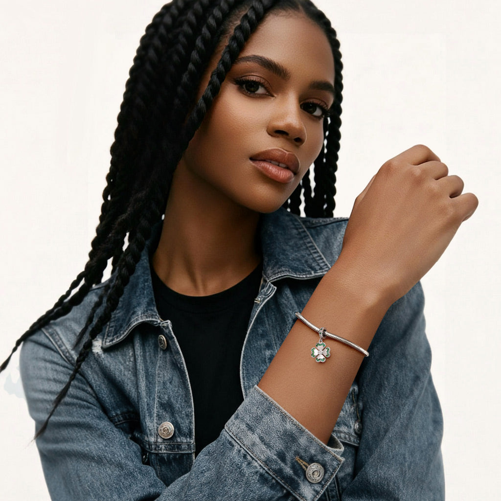 Gnoce Lucky Four-leaf Clover Pendant Dangle Charm_4