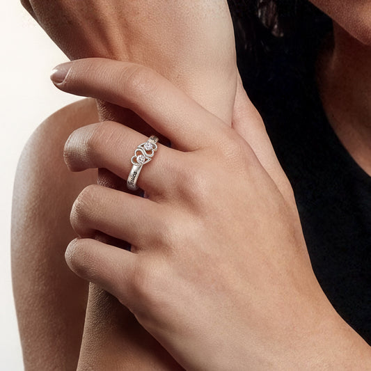 Gnoce Personalized Two Hearts Birthstone Ring - Custom Name & Love Message Band_2