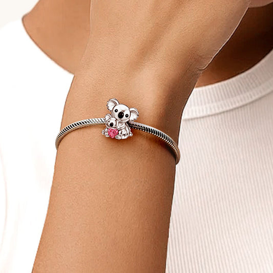 Gnoce Koala Embraces Baby Personalized Heart Birthstone Charm_2