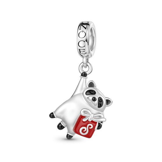 Gnoce Panda Holding A Gift Box Pendant Dangle Charm_1