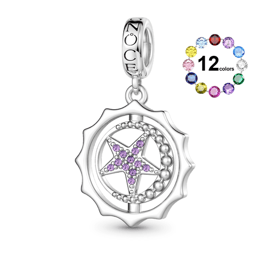 Gnoce Rotatable Star Birthstone Pendant Dangle Charm_1