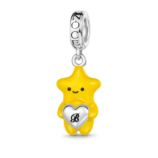 Gnoce Star Embrace Heart-Shaped Engravable Pendant Dangle Charm_1