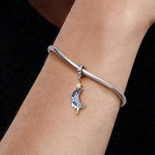 Gnoce Moon & Star Charm Platinum-plated Silver Blend_2