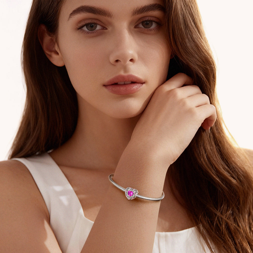 Gnoce Hollow Love Heart Charm Platinum-plated Silver Blend_4