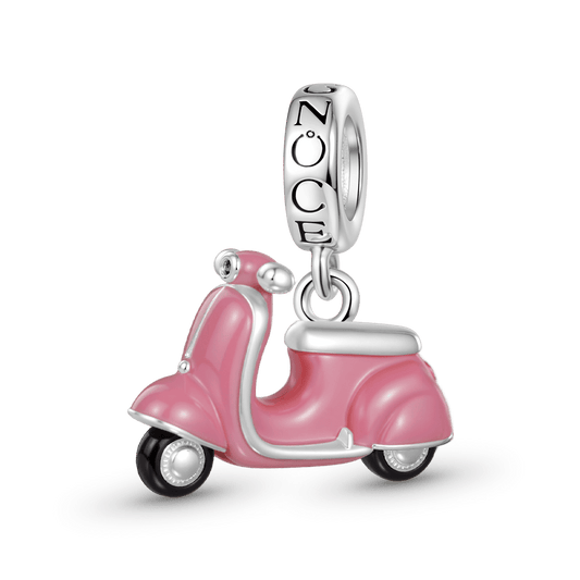 Gnoce Pink Motorcycle Charm Platinum-plated Silver Blend_1