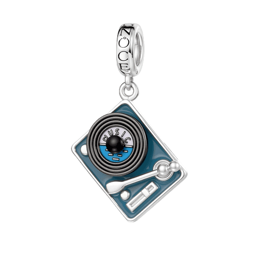 Gnoce Rotatable Vinyl Records Engravable Charm Platinum-plated Silver Blend_1