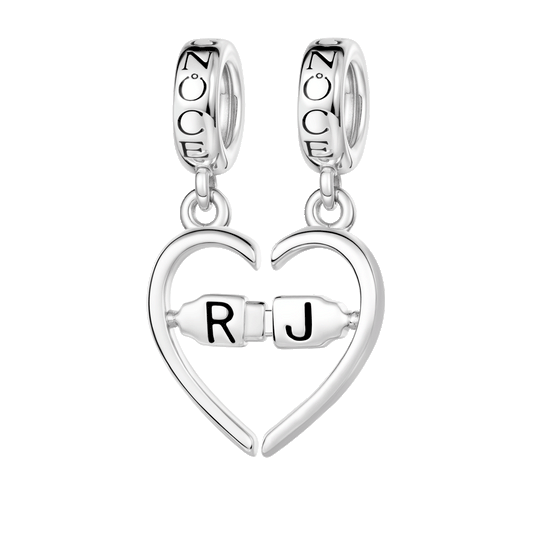 Gnoce Splittable Heart Engravable Charm Platinum-plated Silver Blend_1