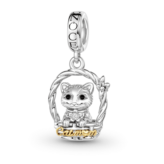 Gnoce Cat Mother Charm Platinum-plated Silver Blend_1