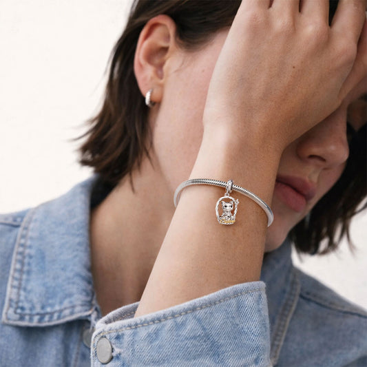 Gnoce Cat Mother Charm Platinum-plated Silver Blend_2