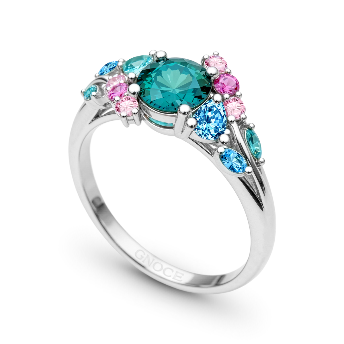 Gnoce Floral Cluster Round- Cut Engagement Ring_4