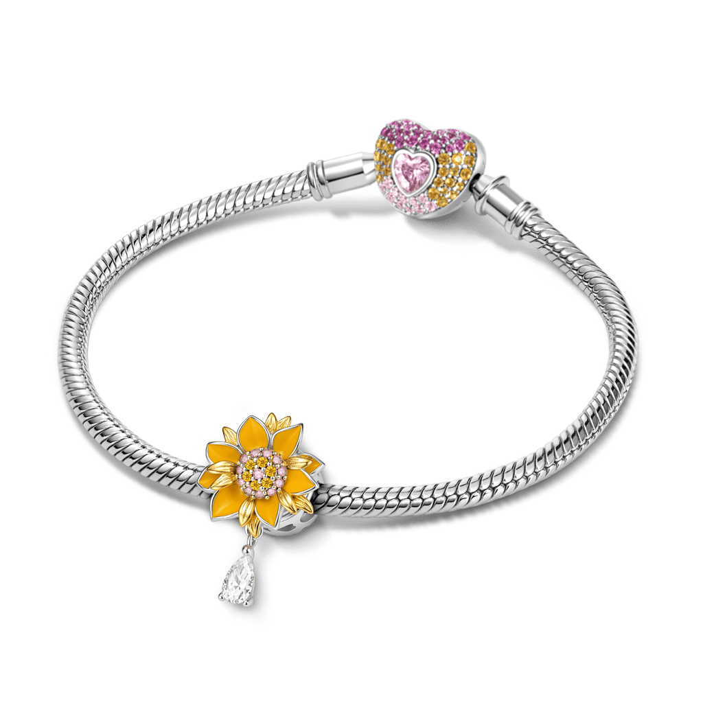 Gnoce Sunflower Charm Platinum-plated Silver Blend_4