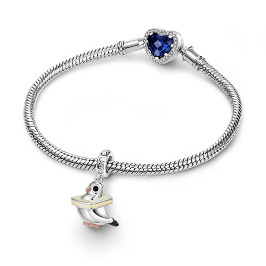 “I Love Bread” Pigeon Pendant Dangle Charm Platinum-plated Silver Blend_3
