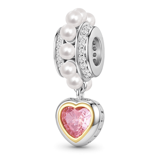 Gnoce Love Heart Pearl Charm Platinum-plated Silver Blend_1