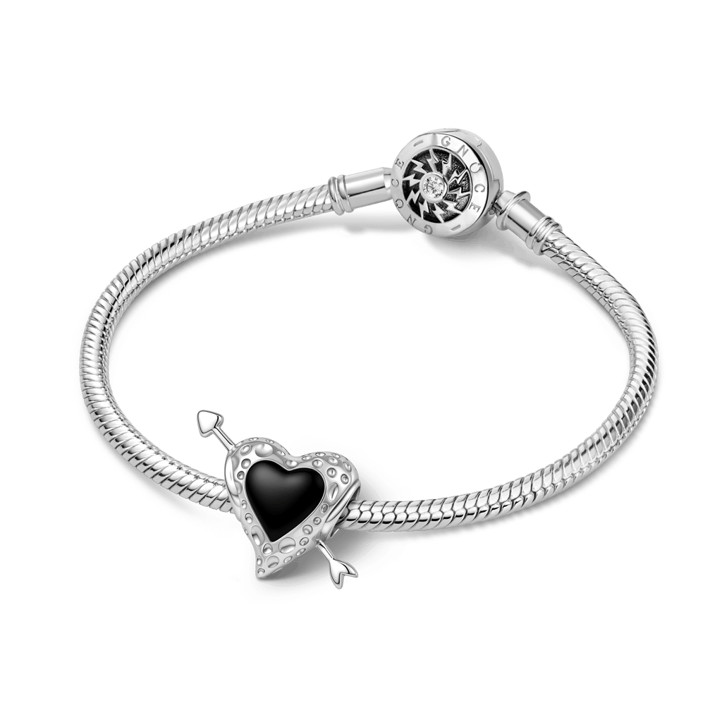 Gnoce Heart-shaped Meteorite Arrowhead Charm Platinum-plated Silver Blend_4