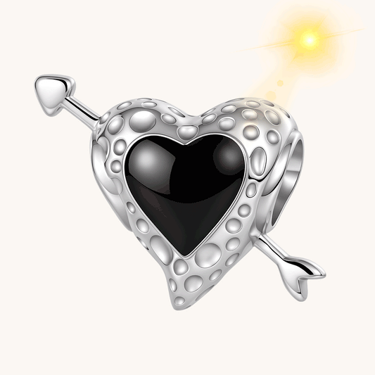 Gnoce Heart-shaped Meteorite Arrowhead Charm Platinum-plated Silver Blend_1
