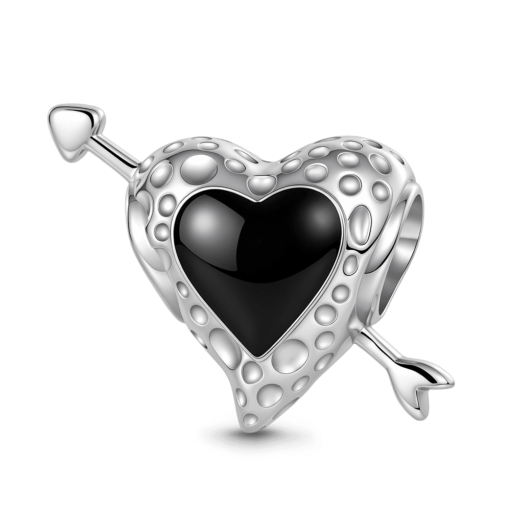 Gnoce Heart-shaped Meteorite Arrowhead Charm Platinum-plated Silver Blend_2