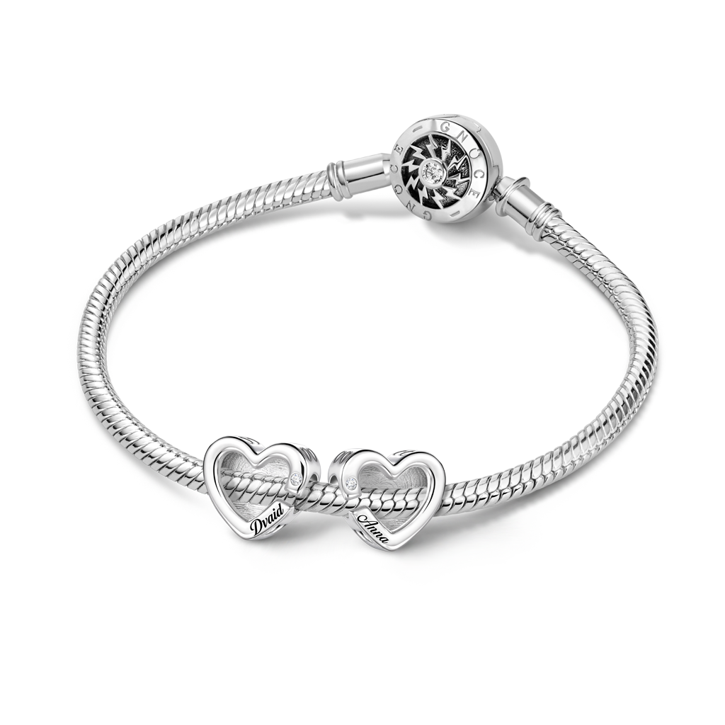 Gnoce Heart-shaped Engravable Birthstone Charm Platinum-plated Silver Blend_4