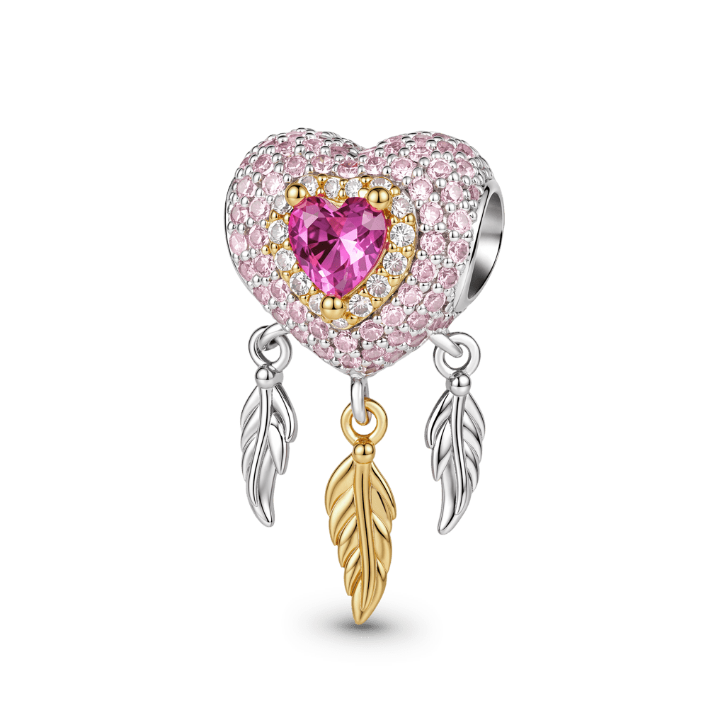 Gnoce Engravable Heart Charm Platinum-plated Silver Blend_1