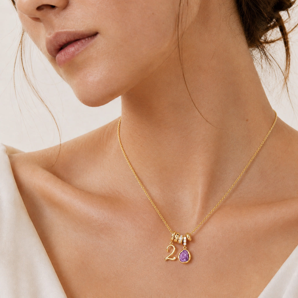 Gnoce Number Birthstone Custom Multiple Elements Necklace_2