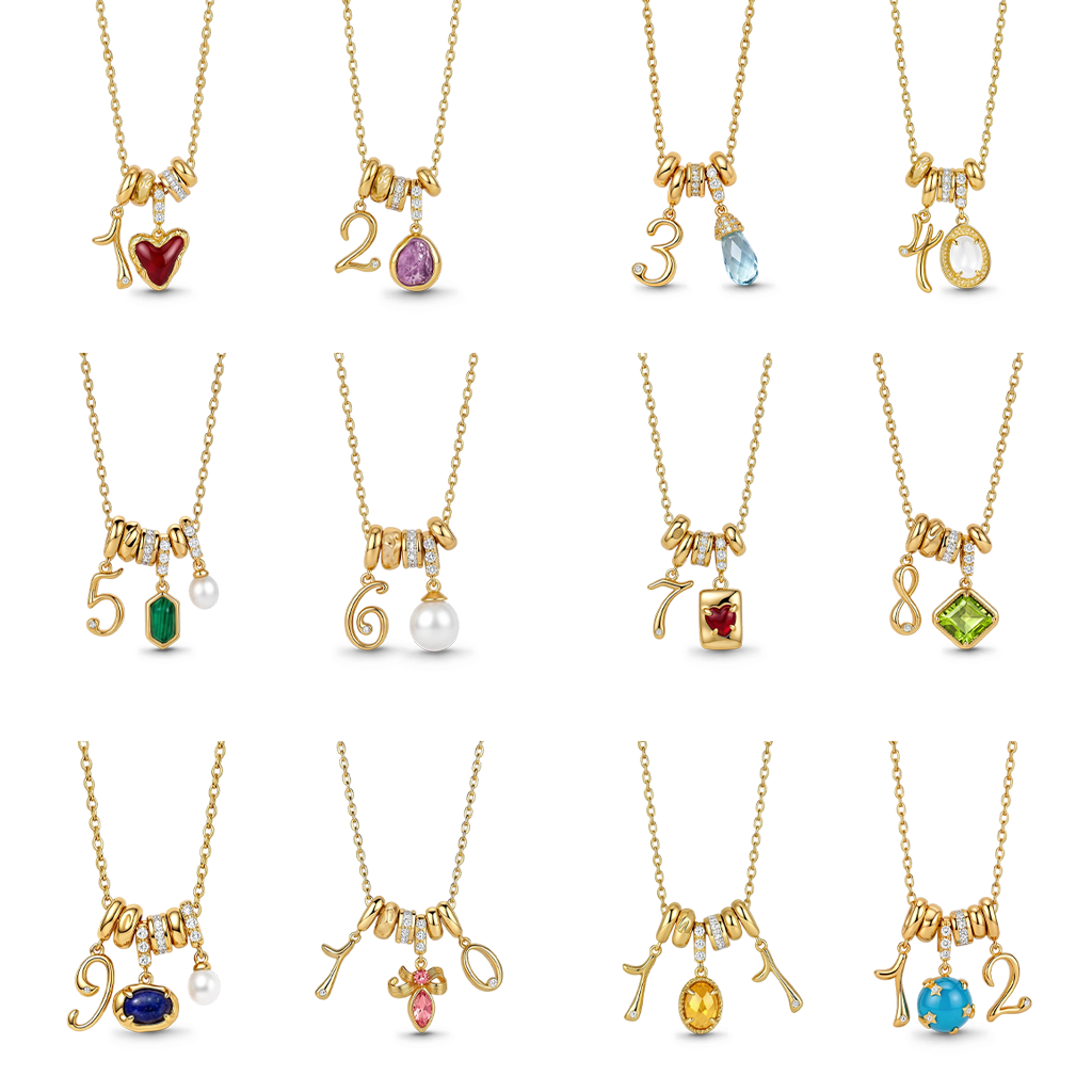 Gnoce Number Birthstone Custom Multiple Elements Necklace_4