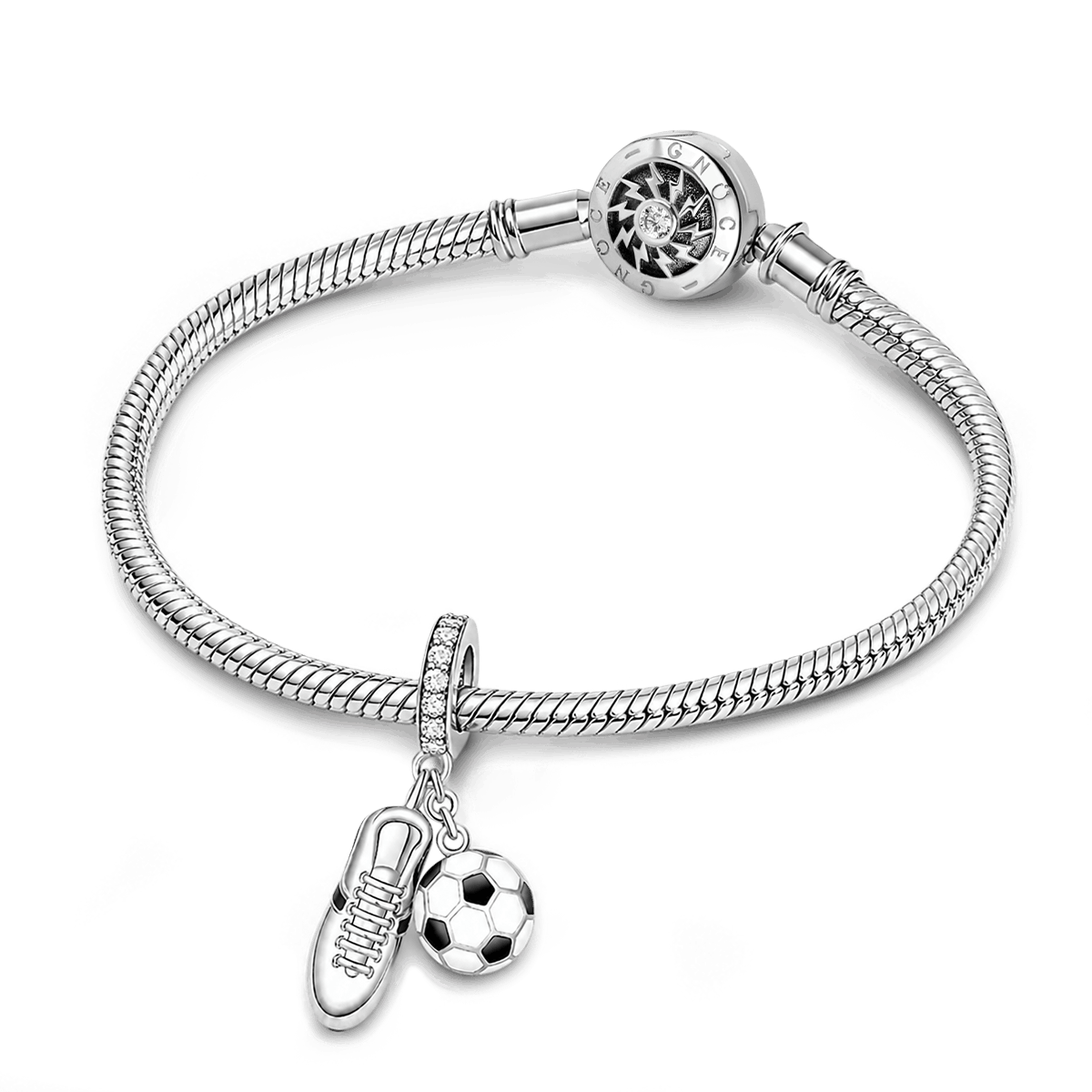 Gnoce Sneaker Black Football Charm Platinum-plated Silver Blend_3