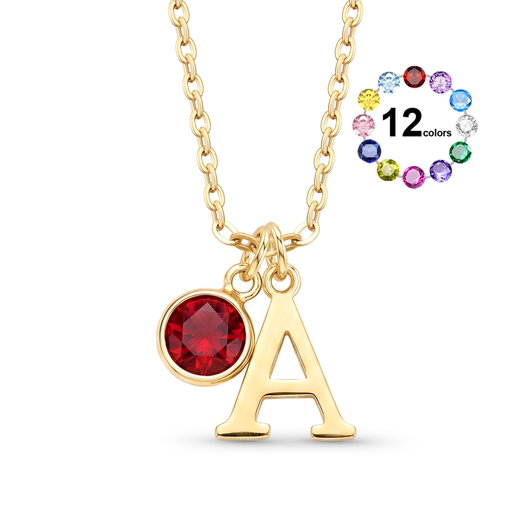 Gnoce Customized Initial Birthstone Necklace_1