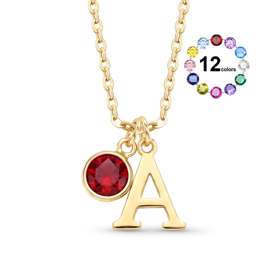 Gnoce Customized Initial Birthstone Necklace_1