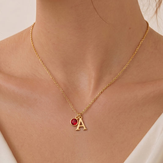 Gnoce Customized Initial Birthstone Necklace_2