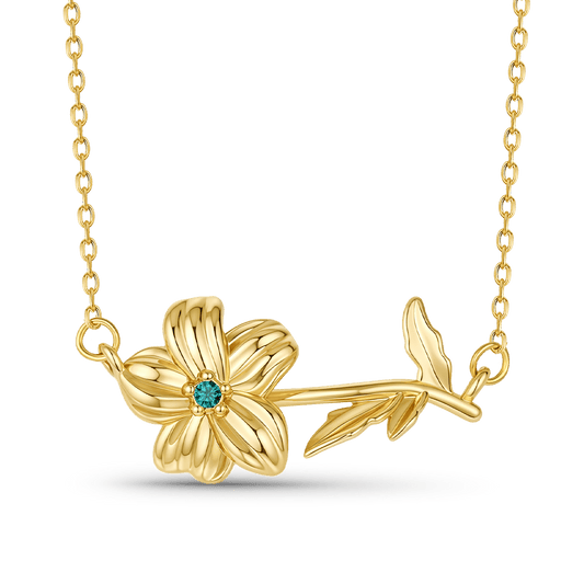Gnoce Solid‌ Birthday Flower Birthstone Necklace_1