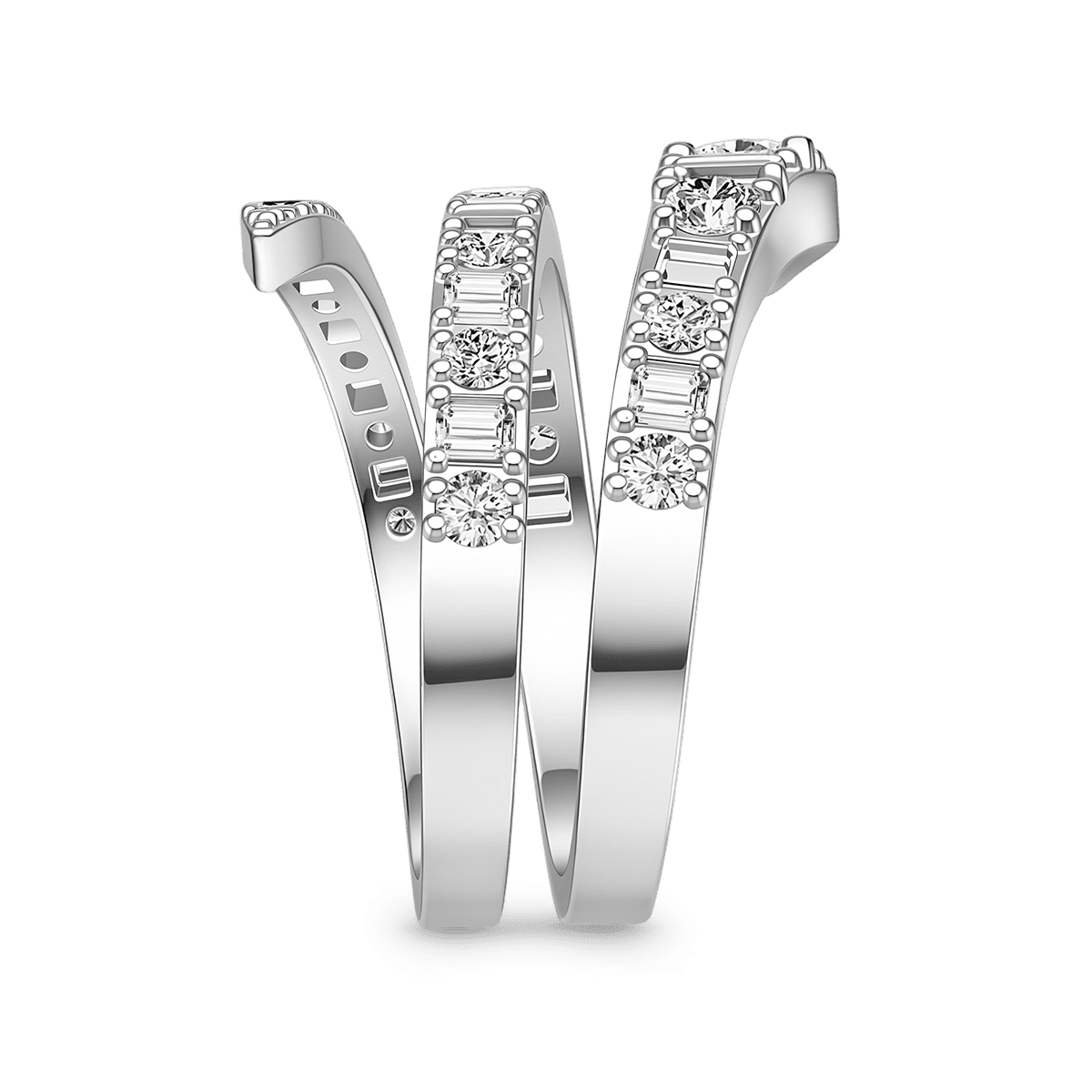 Gnoce Coiled Snake Wrap Ring Platinum-plated Silver Blend_5