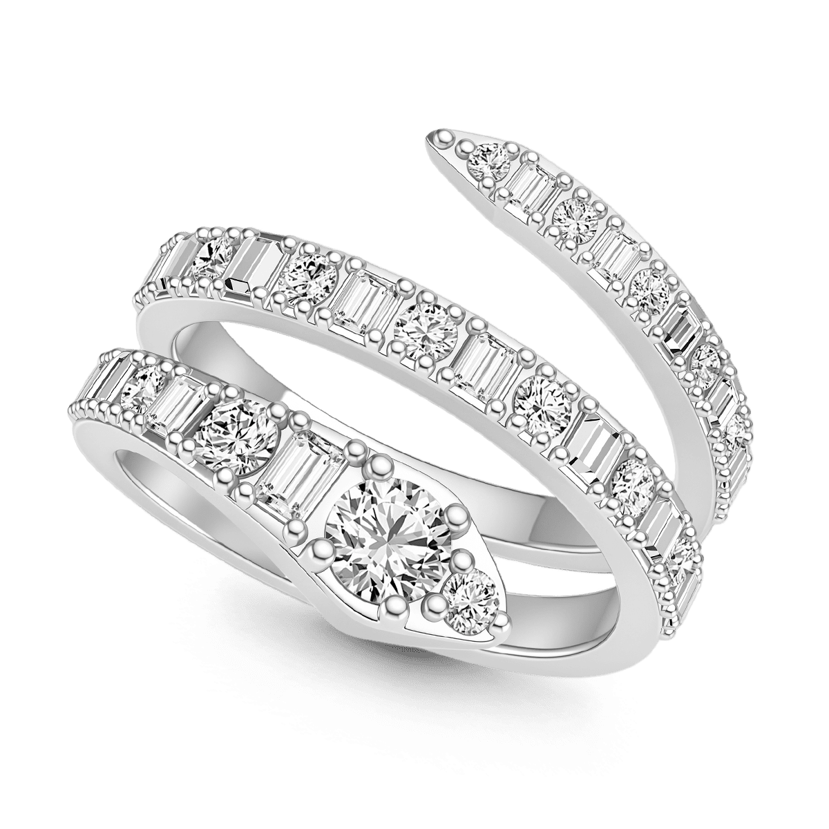 Gnoce Coiled Snake Wrap Ring Platinum-plated Silver Blend_4