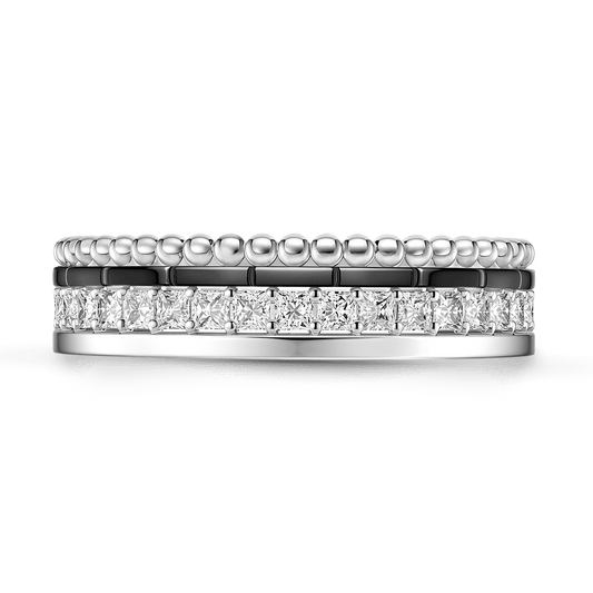 Gnoce Stacked Beaded Band Ring Platinum-plated Silver Blend_1