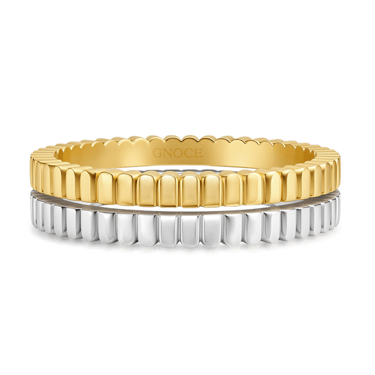 Gnoce Gold Silver Beaded Eternity Stacking Ring Set_1
