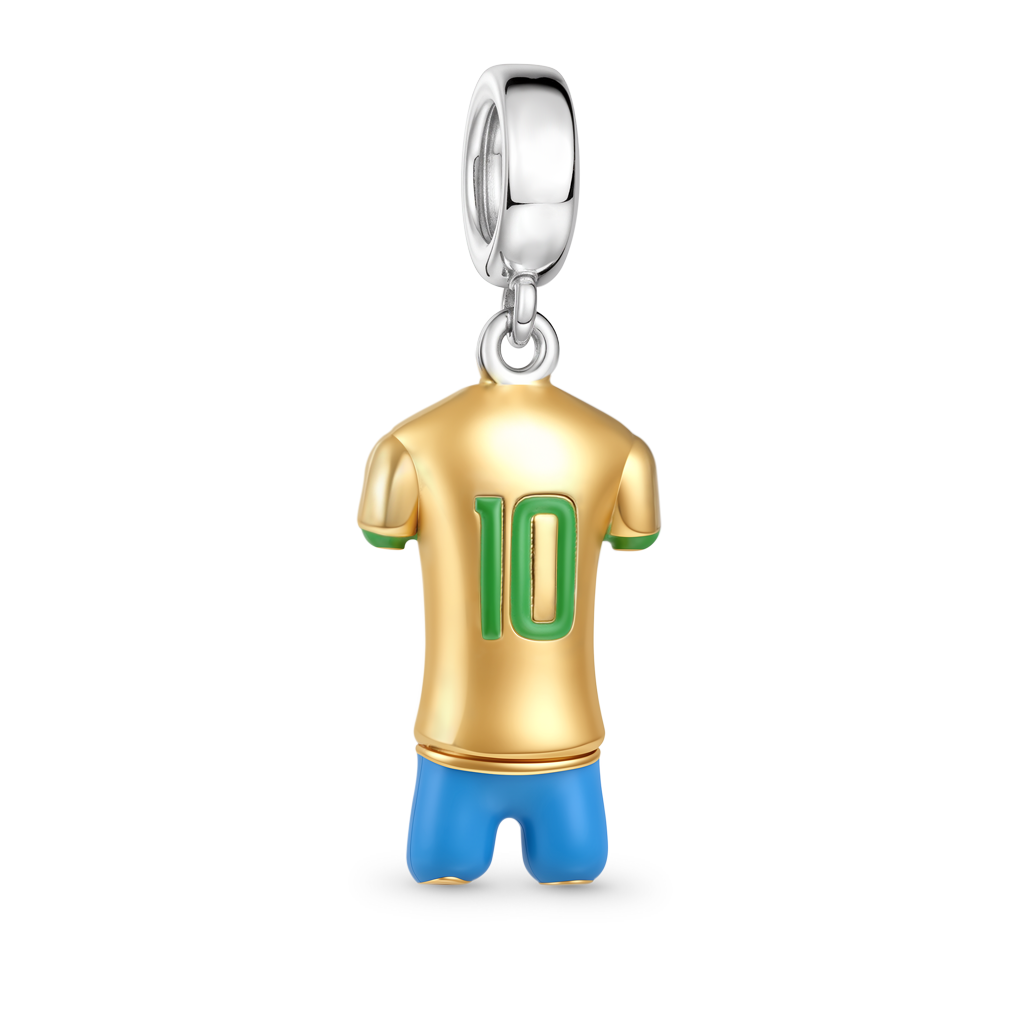 Gnoce Brazilian Soccer Star Jerseys Charm Platinum-plated Silver Blend_5