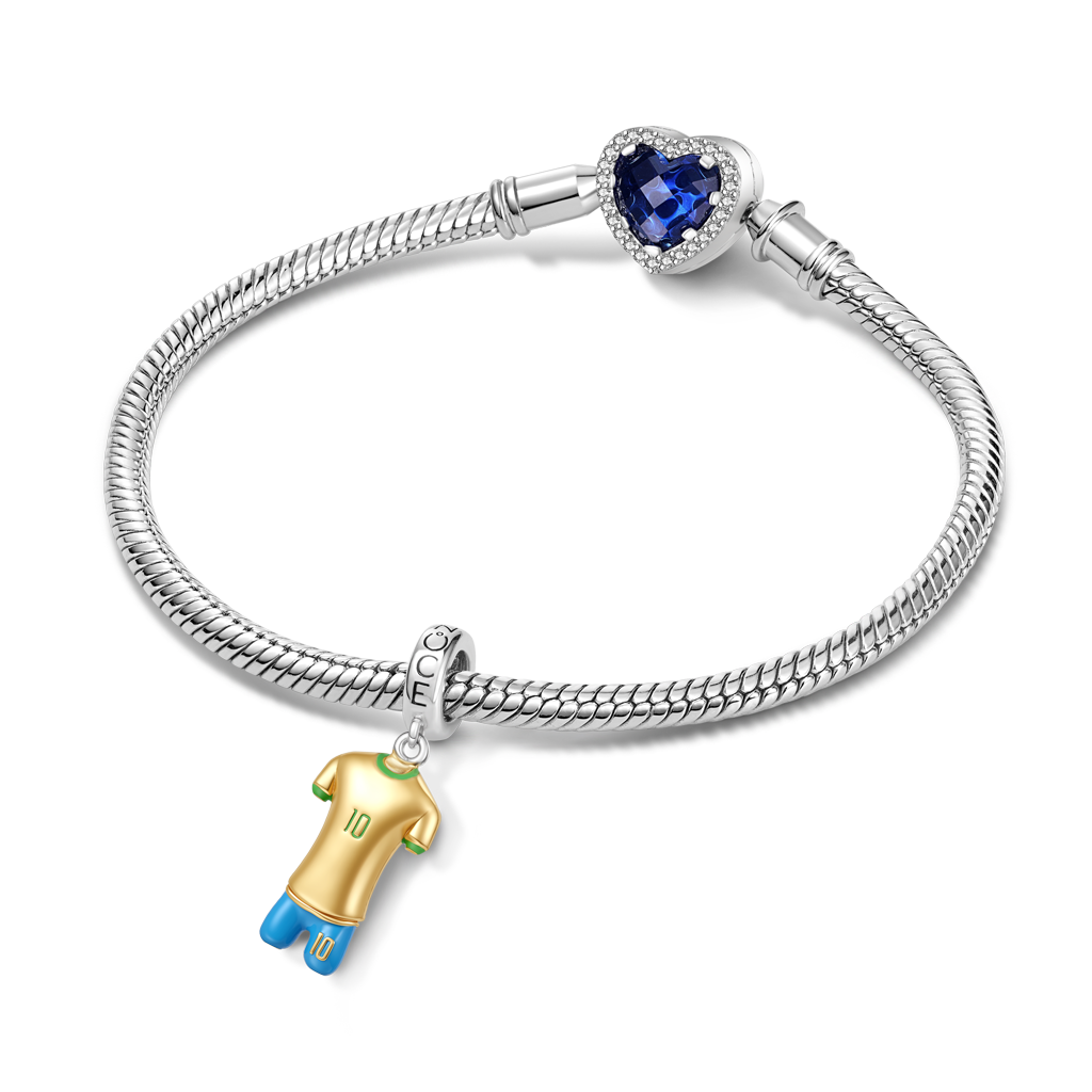 Gnoce Brazilian Soccer Star Jerseys Charm Platinum-plated Silver Blend_3