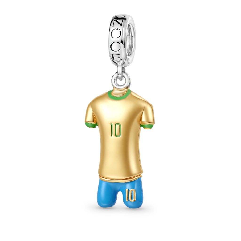 Gnoce Brazilian Soccer Star Jerseys Charm Platinum-plated Silver Blend_1