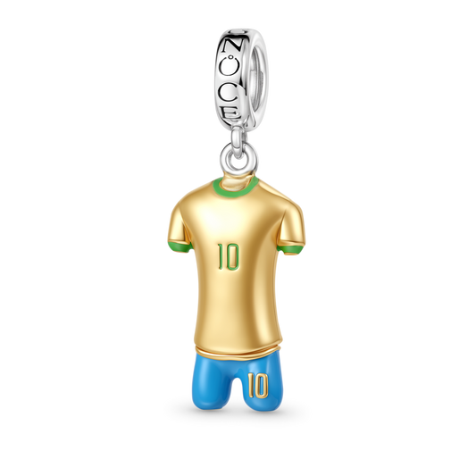 Gnoce Brazilian Soccer Star Jerseys Charm Platinum-plated Silver Blend_1