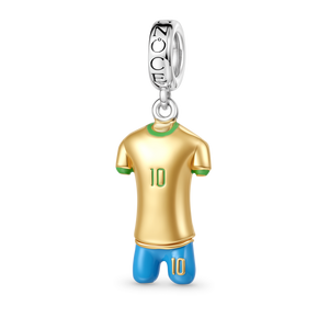 Gnoce Brazilian Soccer Star Jerseys Charm Platinum-plated Silver Blend_1