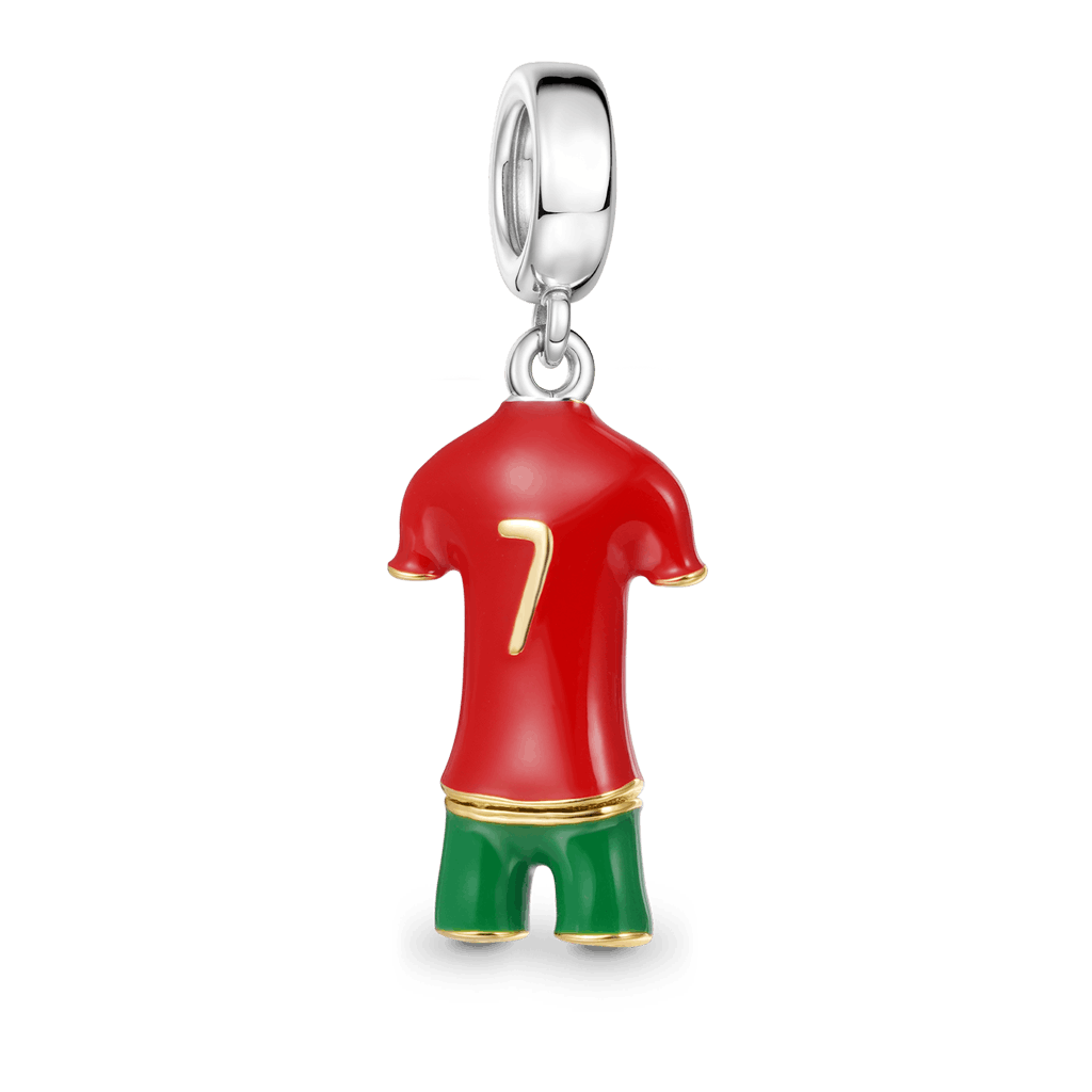 Gnoce Portugal Soccer Star Jerseys Charm Platinum-plated Silver Blend_5