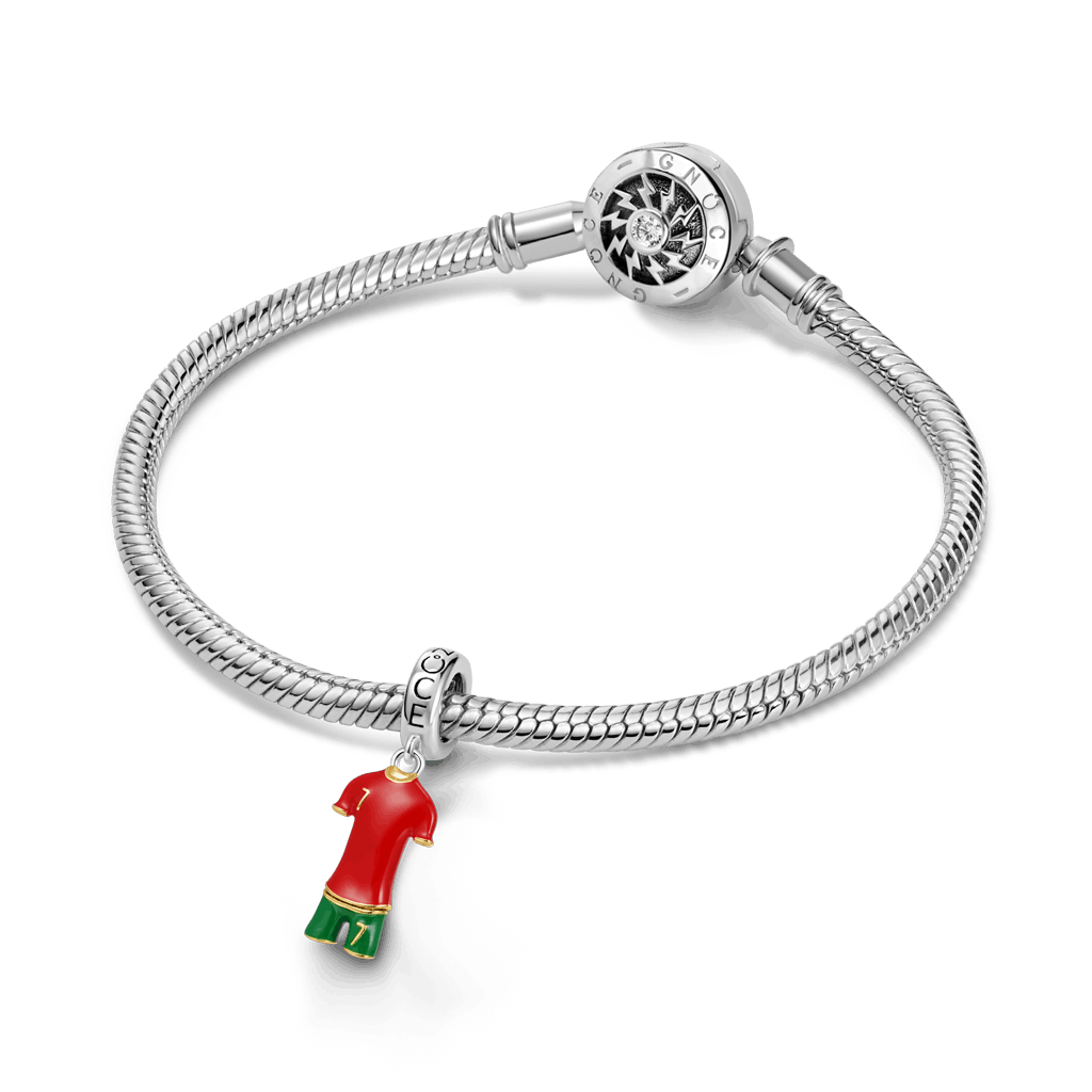 Gnoce Portugal Soccer Star Jerseys Charm Platinum-plated Silver Blend_3