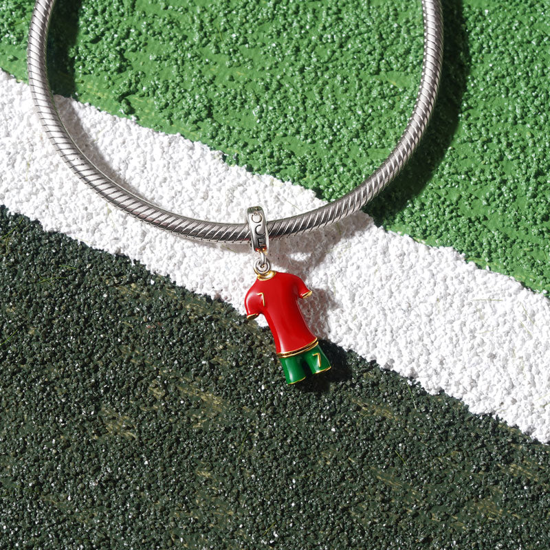 Gnoce Portugal Soccer Star Jerseys Charm Platinum-plated Silver Blend_6