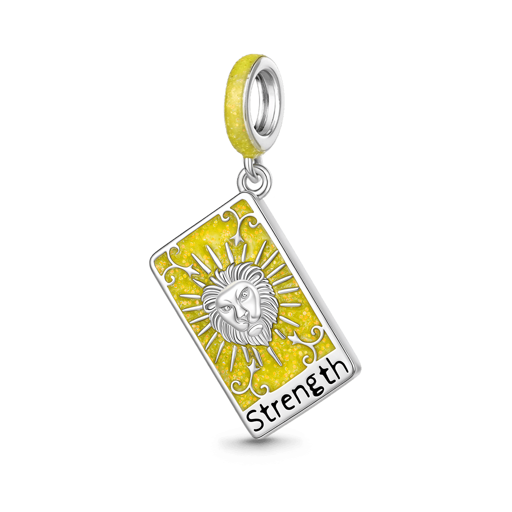 Gnoce Strength Tarot Card Glow-in-the-Dark Charm Platinum-plated Silver Blend_2